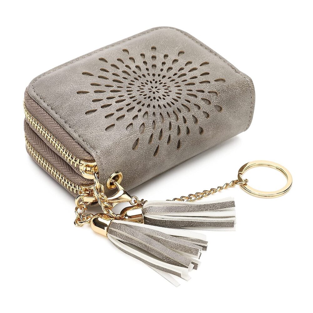 9981 RFID Credit Card Holder Zipper Card Case Keychain Small Wallet 1942-2